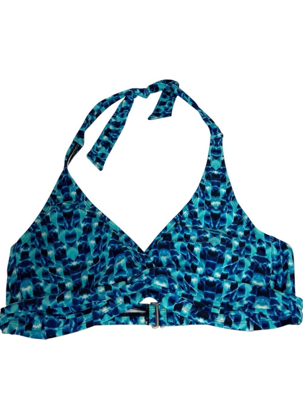 NWT Athleta Tie Dye Tara Halter Bikini Top - Blue Teal Size 38 B/C